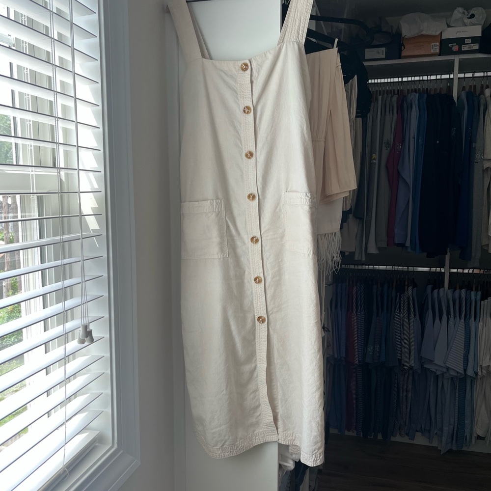 DL1961 Beige Belted Button-Down Midi Dress